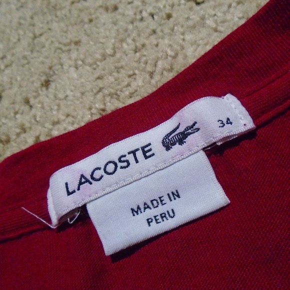 LACOSTE Long Sleeve V-Neck Cotton Tee 34~XS/S - Picture 4 of 7